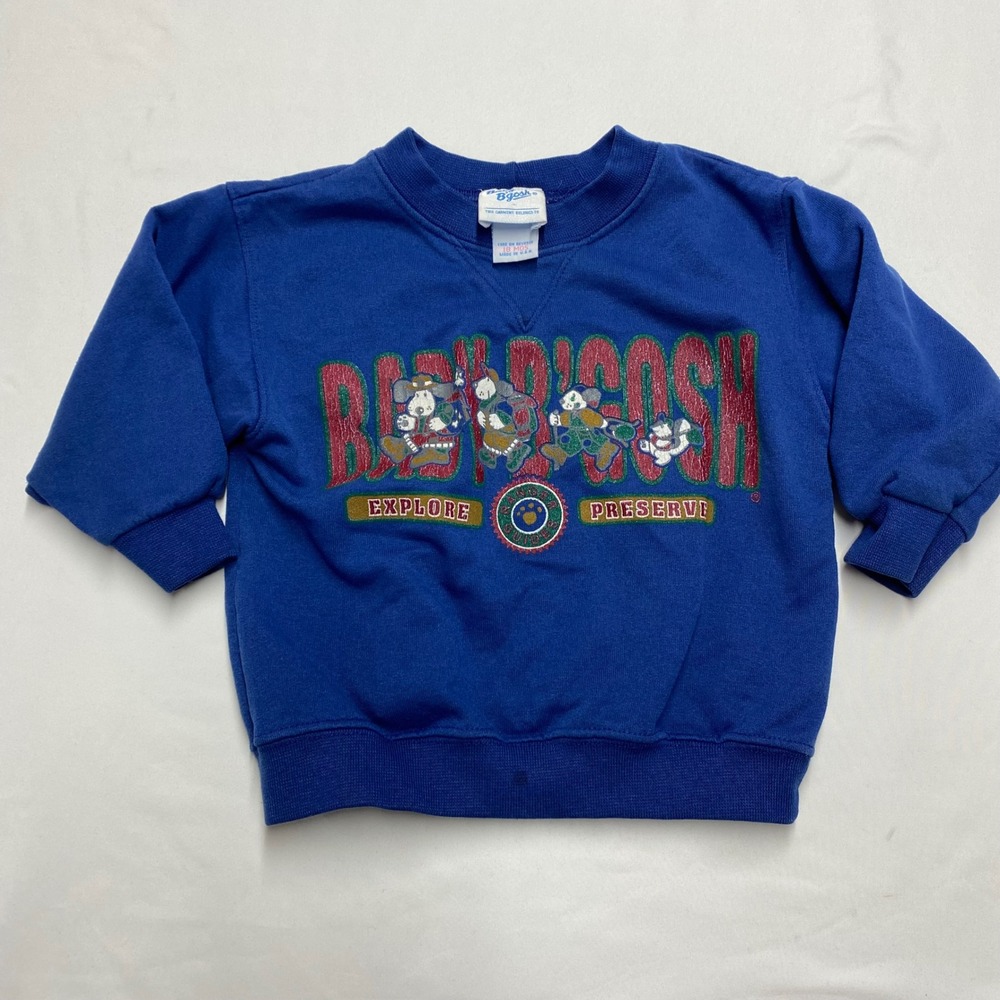 Vintage OshKosh Bgosh Sweatshirt Blue Explore Preserve Ranger Guides 18M USA